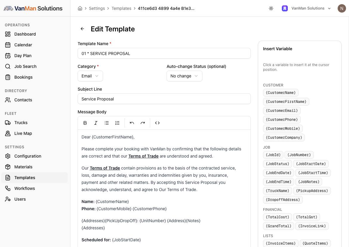 Smart message templates